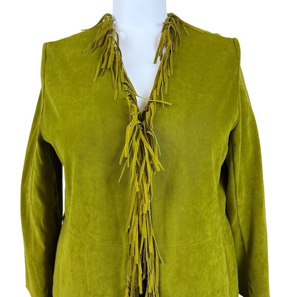 Nortonmcnaughton Womens Green Fringe Open Front Jacket Western Boho Style Sz 18 - Picture 5 of 9